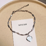 Браслет на ногу с подвеской-сердечком с гравировкой из хирургической стали (2 цвета)