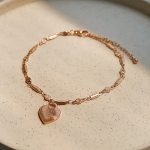 Браслет на ногу с подвеской-сердечком с гравировкой из хирургической стали (2 цвета)