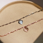 Браслет на ногу с подвеской-сердечком с гравировкой из хирургической стали (2 цвета)