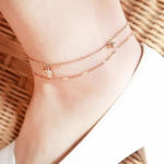 Браслет на ногу с барельефной монетой и подвеской с кубиком циркония из хирургической стали