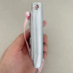 Glossy Silver Ribbon Bi-Fold Wallet — глянцевый стиль в духе Y2K и балетной эстетики