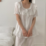 Romantic White Frill Lace Pajama Set