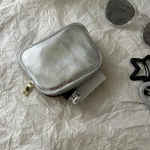 Round Silver Cowhide Zip Card Wallet with Keyring — стильный компакт с функцией ключницы