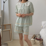 Chuchu Check Lace Collar Pajama Set