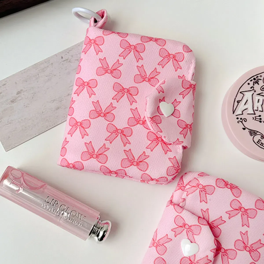 Pink Ribbon Fabric Card Wallet with Keyring — нежность, удобство и лёгкий акцент на стиль