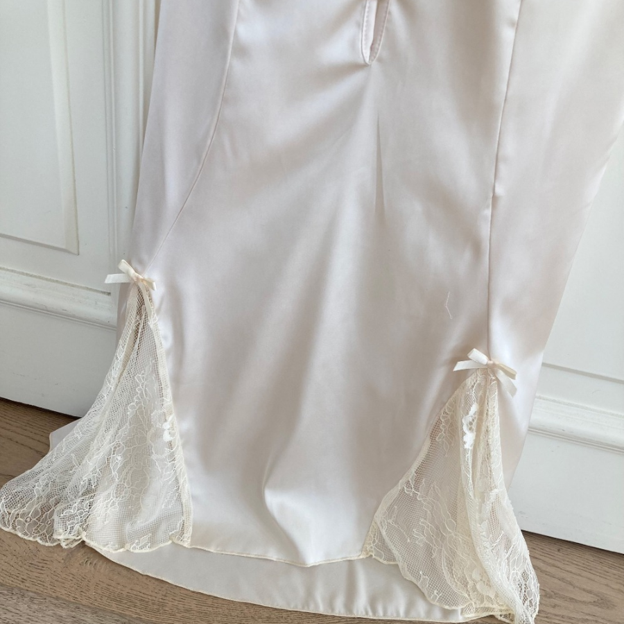 Sexy Innocent Lace Sisru Satin Cap-Inner Dress Homewear