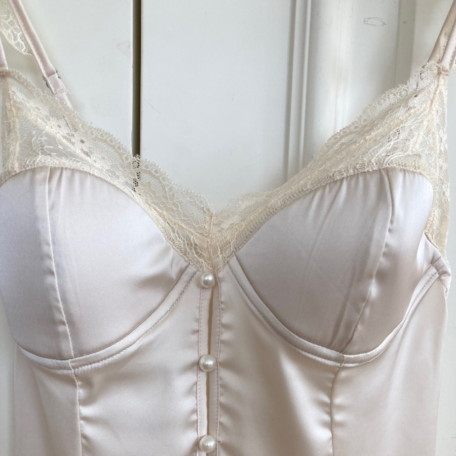 Sexy Innocent Lace Sisru Satin Cap-Inner Dress Homewear