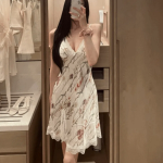 Flower Satin Slip Dress