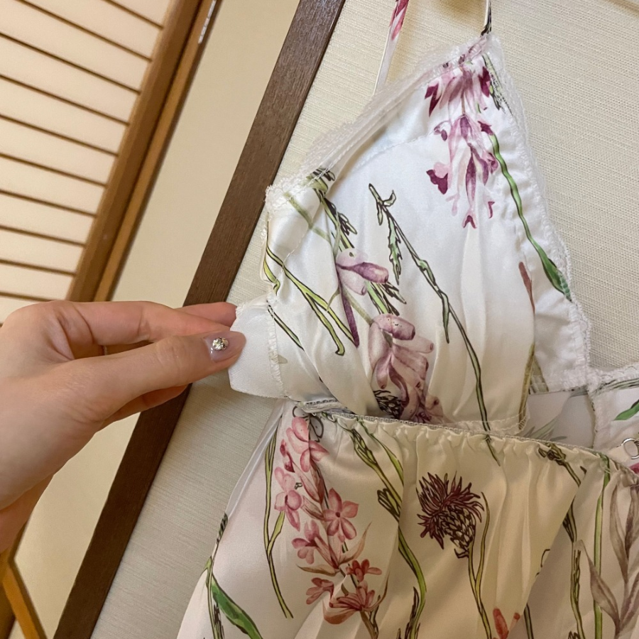 Flower Satin Slip Dress