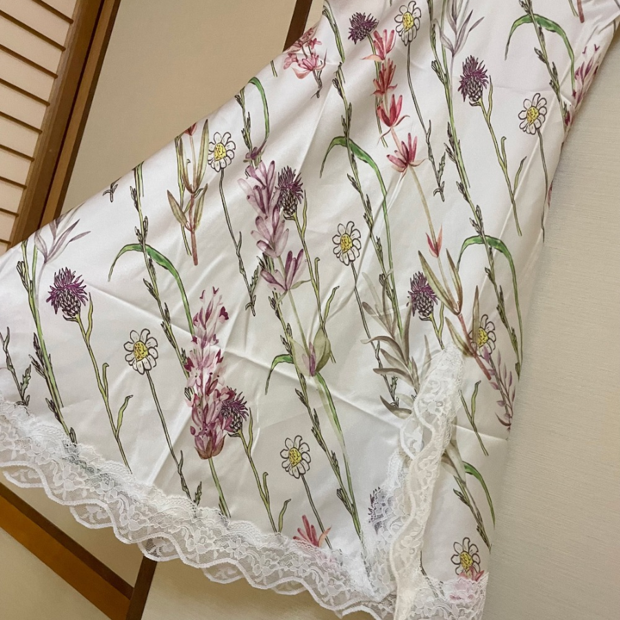 Flower Satin Slip Dress