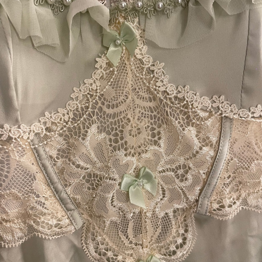 Rococo Silky Yellow Green Princess Slip Dress