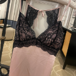 Black Pink Lace Strap Slip Onepiece