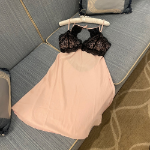 Black Pink Lace Strap Slip Onepiece