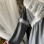 Gongju Deep Gray Frill Lace Homewear Dress