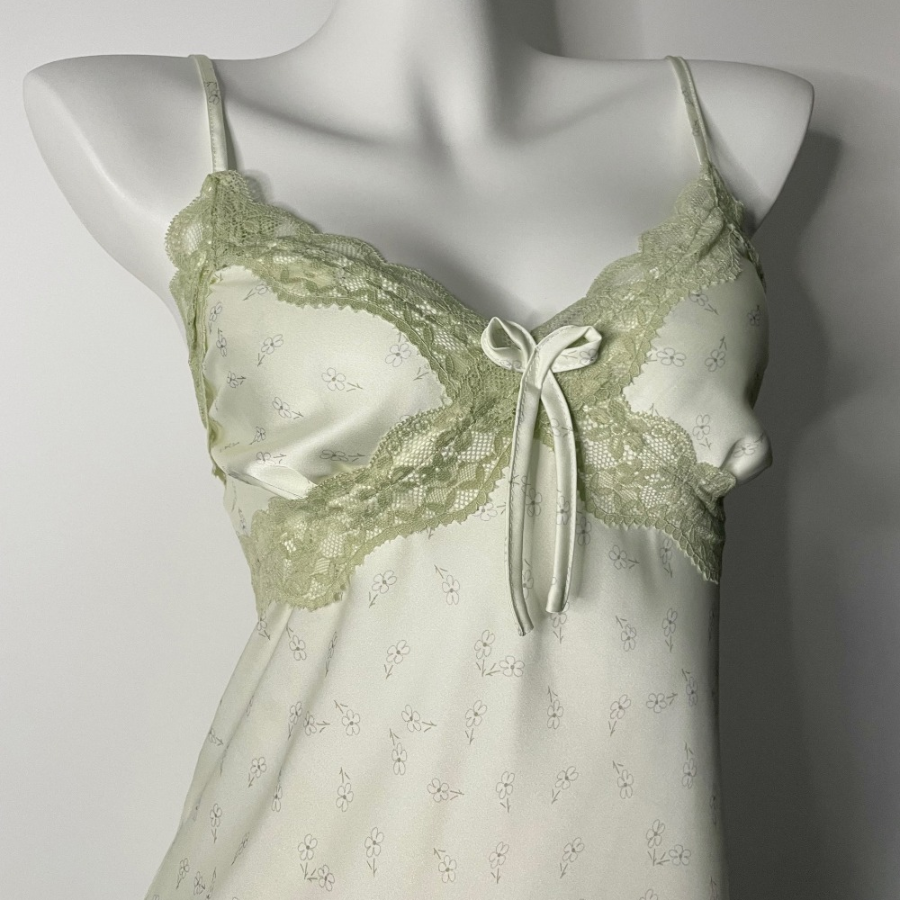 Green Tea Silky Slip Dress Homewear