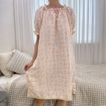 Cute Puff Sleeve Flower Pajama Dress