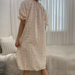 Cute Puff Sleeve Flower Pajama Dress