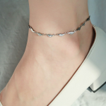 Серебряный браслет на ногу с подвесками в виде листьев