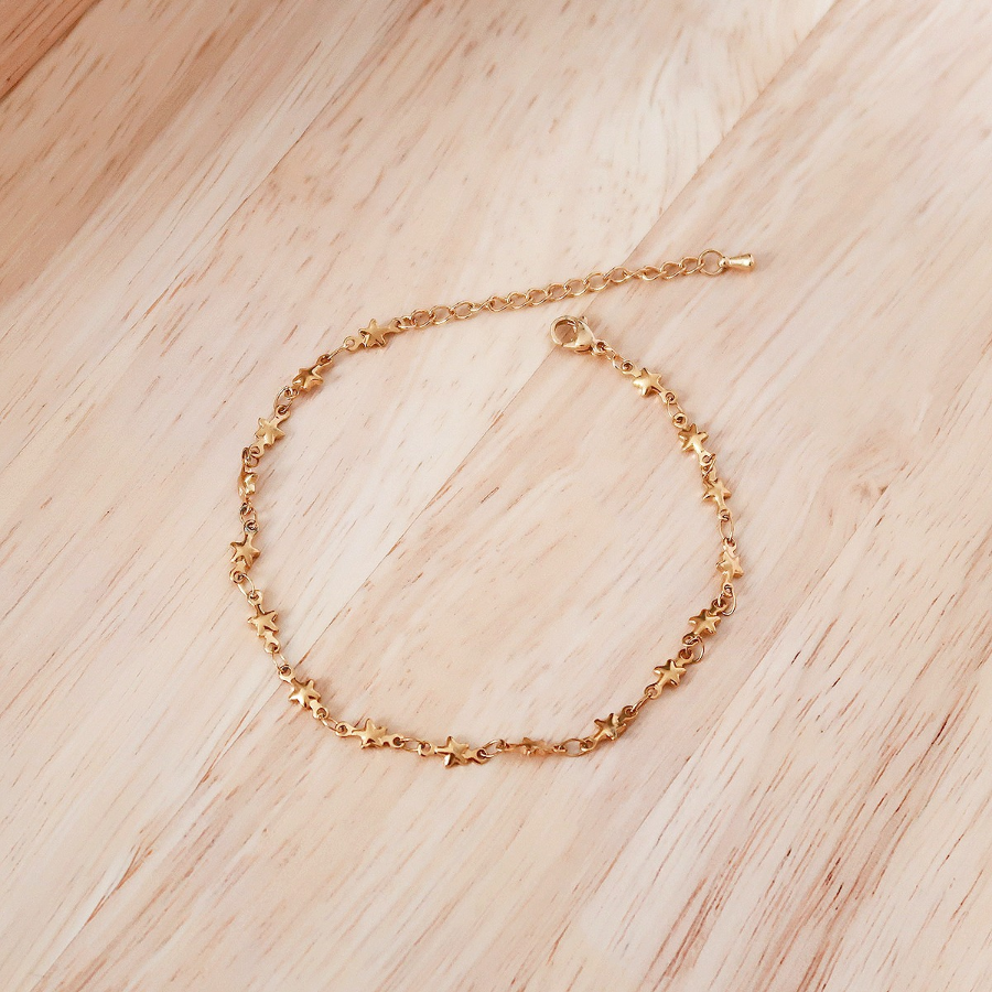 Серебряный браслет на ногу с мини-звёздами на цепочке