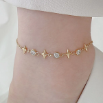 Серебряный браслет на ногу с подвеской в форме вспышки и кубическим цирконием