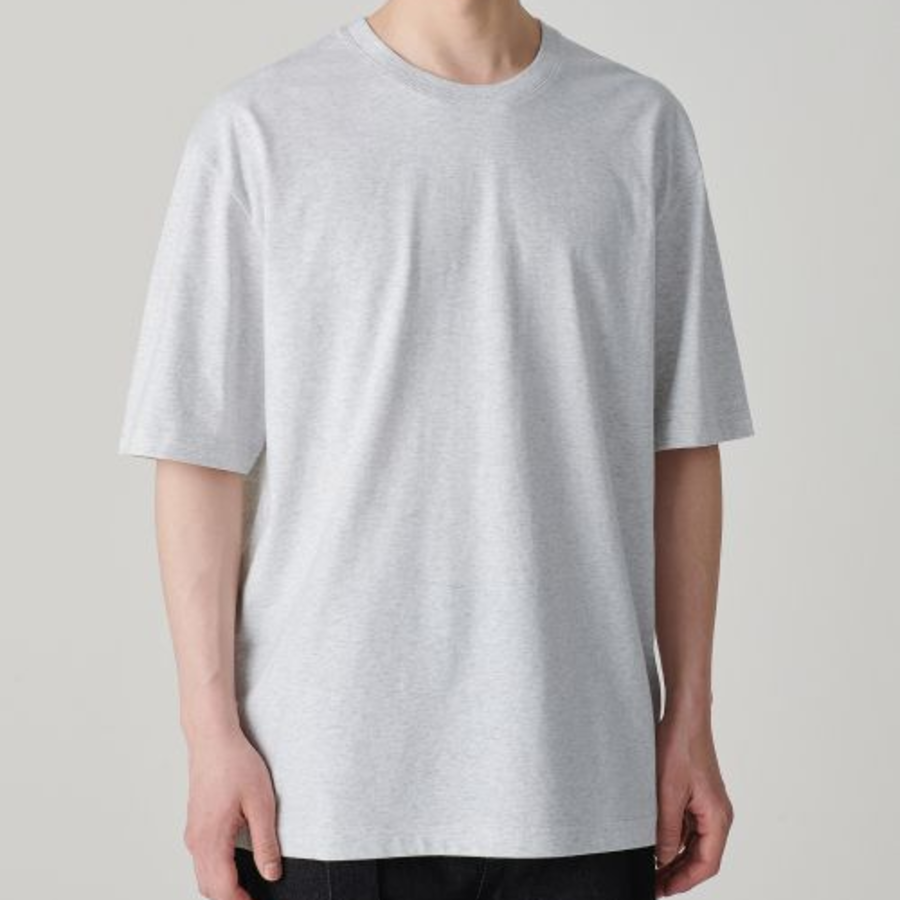 Cooltandard Relaxed Fit Crew Neck Short Sleeve T-shirt [Melange Light Gray]