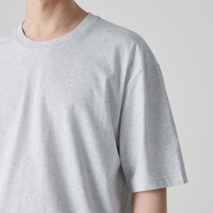 Cooltandard Relaxed Fit Crew Neck Short Sleeve T-shirt [Melange Light Gray]