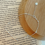 Серебряный браслет на ногу с шариками и квадратной цепочкой из серебра 925 пробы