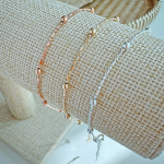 Серебряный браслет на ногу с шариками и квадратной цепочкой из серебра 925 пробы