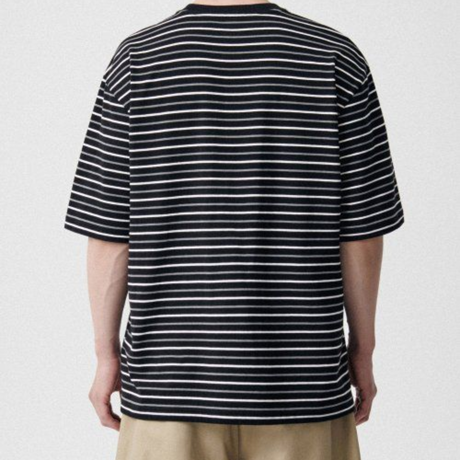 Multi Stripe Relaxed Short Sleeve T-shirt 1 [Black/White]