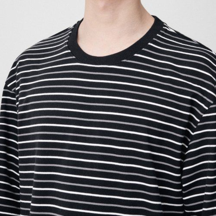 Multi Stripe Relaxed Short Sleeve T-shirt 1 [Black/White]