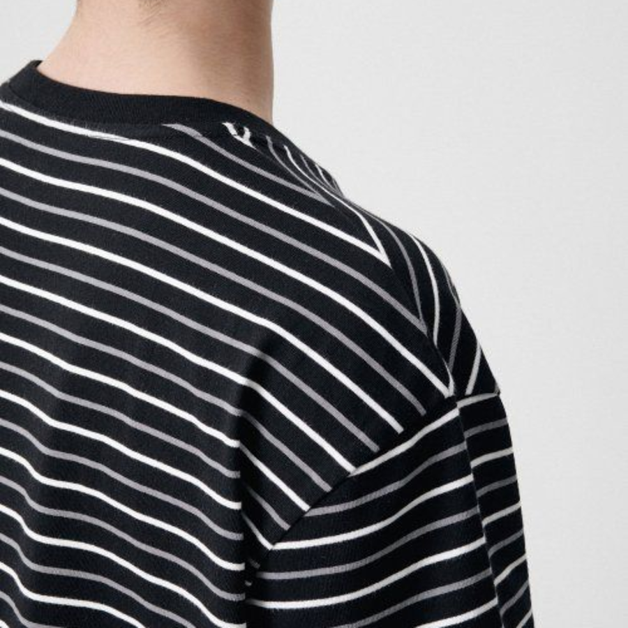 Multi Stripe Relaxed Short Sleeve T-shirt 1 [Black/White]
