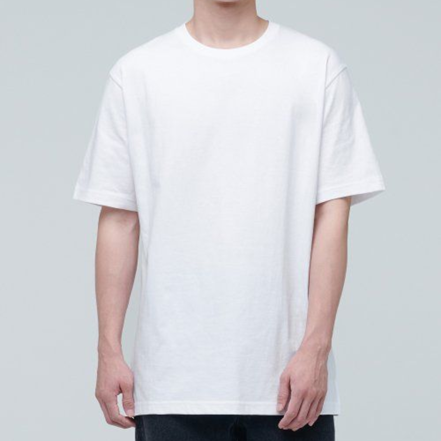 Layered Crew Neck Short Sleeve T-shirt – Regular Length [White]