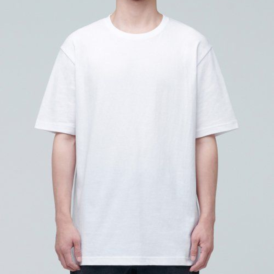 Layered Crew Neck Short Sleeve T-shirt – Regular Length [White]
