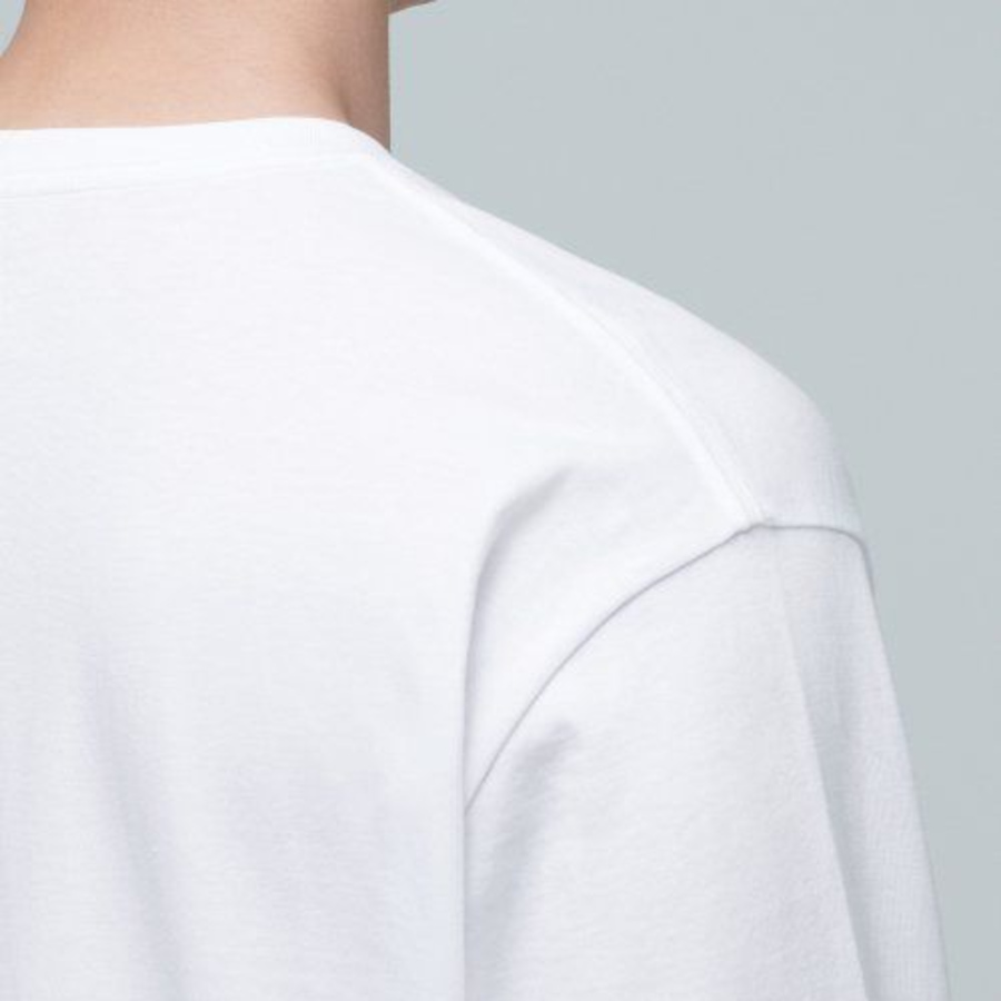 Layered Crew Neck Short Sleeve T-shirt – Regular Length [White]