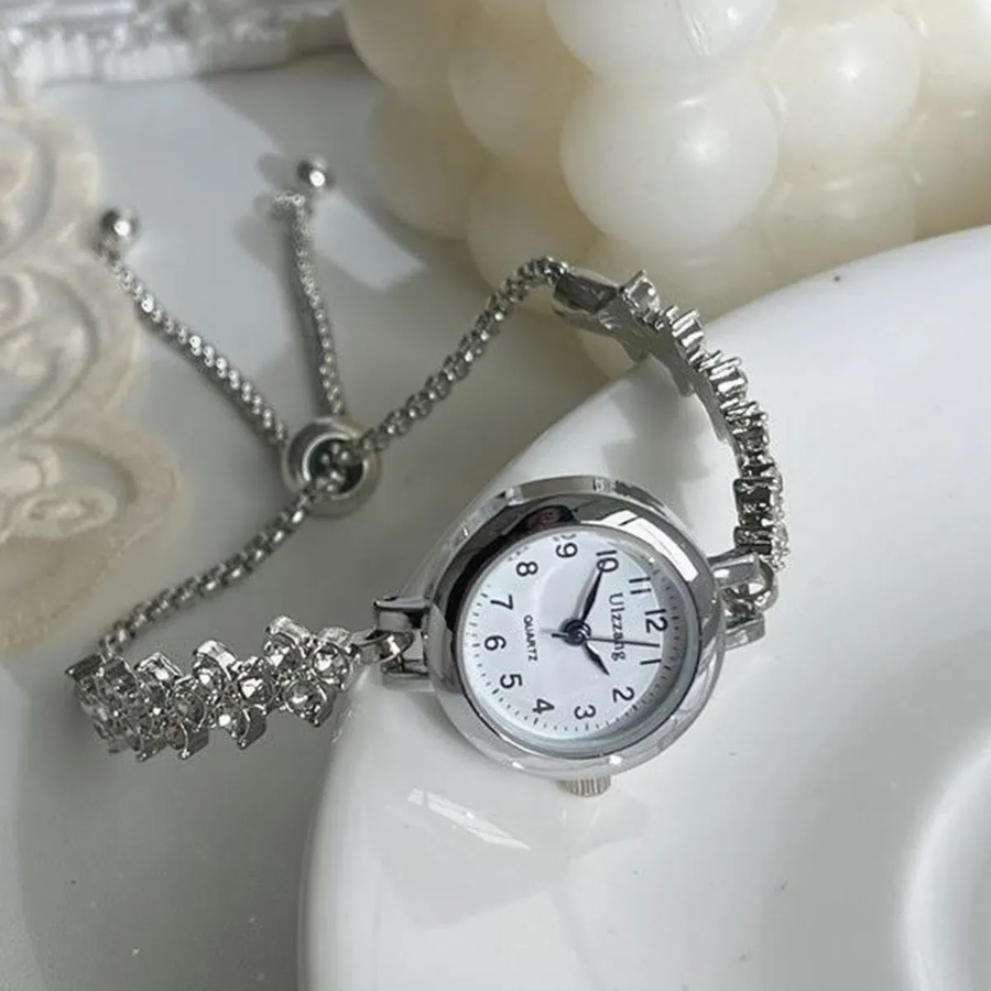 Женский браслет-часы из серебра с розовым и серебристым покрытием