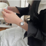 Женский браслет-часы из серебра с розовым и серебристым покрытием