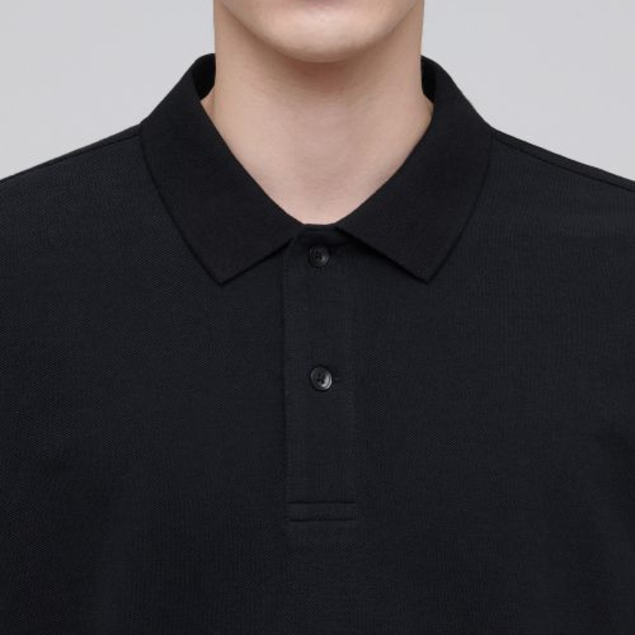 Basic Piqué Polo Shirt [Black]