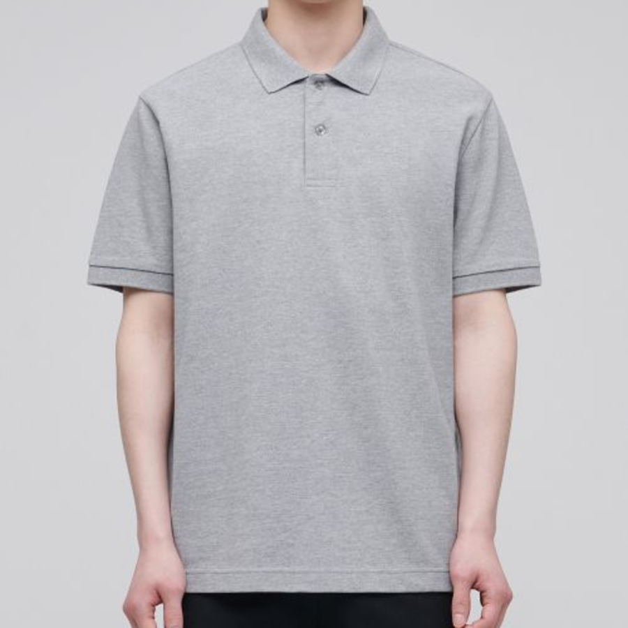 Basic Piqué Polo Shirt [Gray]