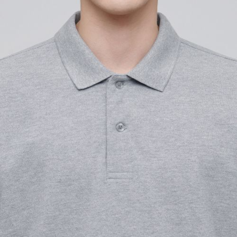 Basic Piqué Polo Shirt [Gray]