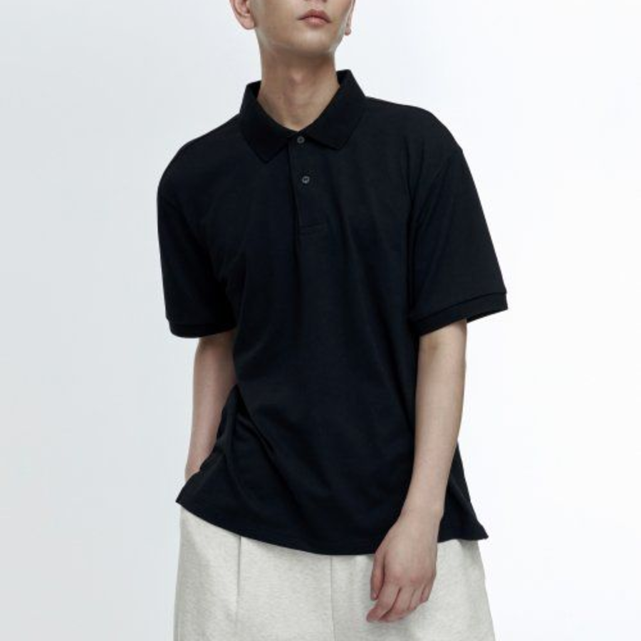 Cooltandard Relax Fit Piqué Polo Shirt [Black]