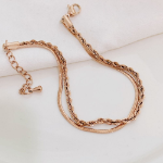 Браслет с двойной цепочкой: скрученная верёвка и змейка