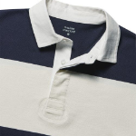 Oversized Stripe Short Sleeve Rugby Shirt [Navy/Ivory]