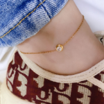 Браслет на ногу с кубическим цирконием из хирургической стали