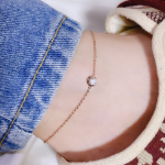 Браслет на ногу с кубическим цирконием из хирургической стали