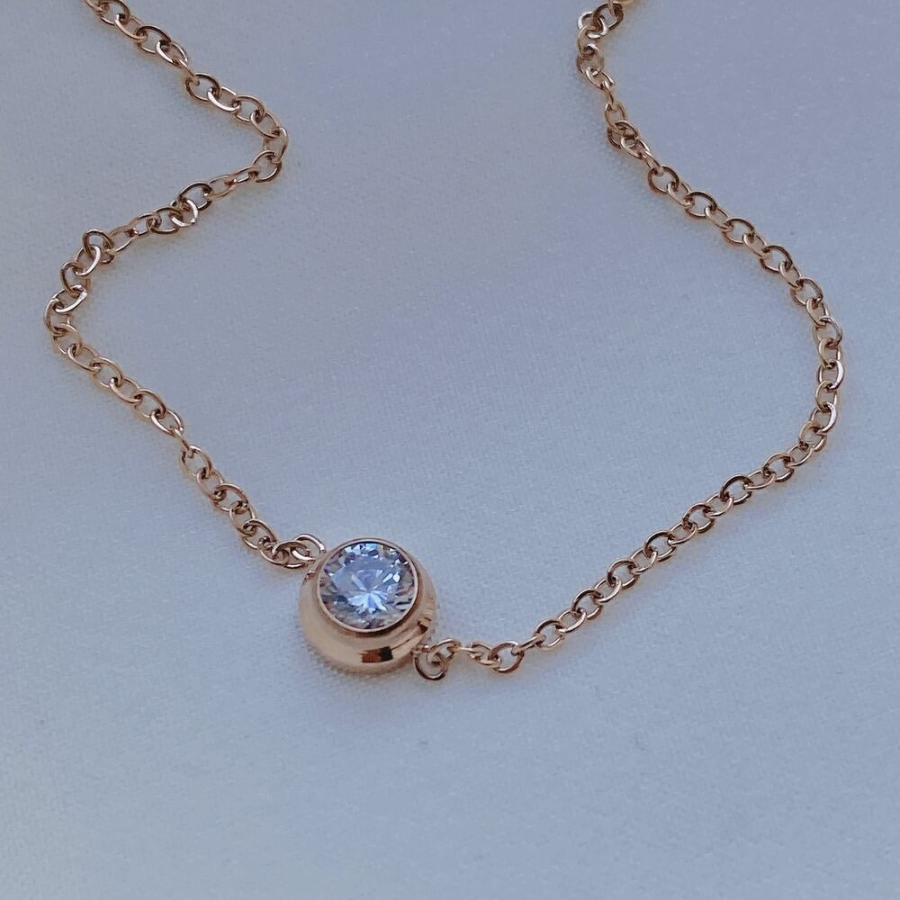 Браслет на ногу с кубическим цирконием из хирургической стали