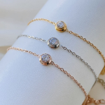 Браслет на ногу с кубическим цирконием из хирургической стали