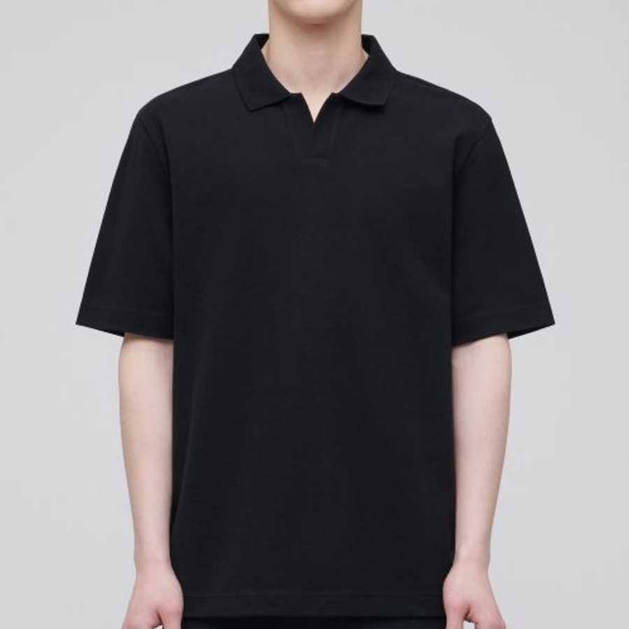 [Cooltandard] Oversized Piqué Polo Shirt [Navy]