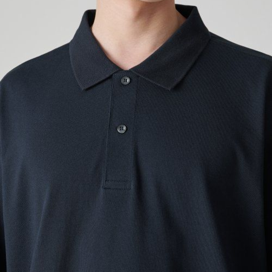 [Cooltandard] Oversized Piqué Polo Shirt [Navy]