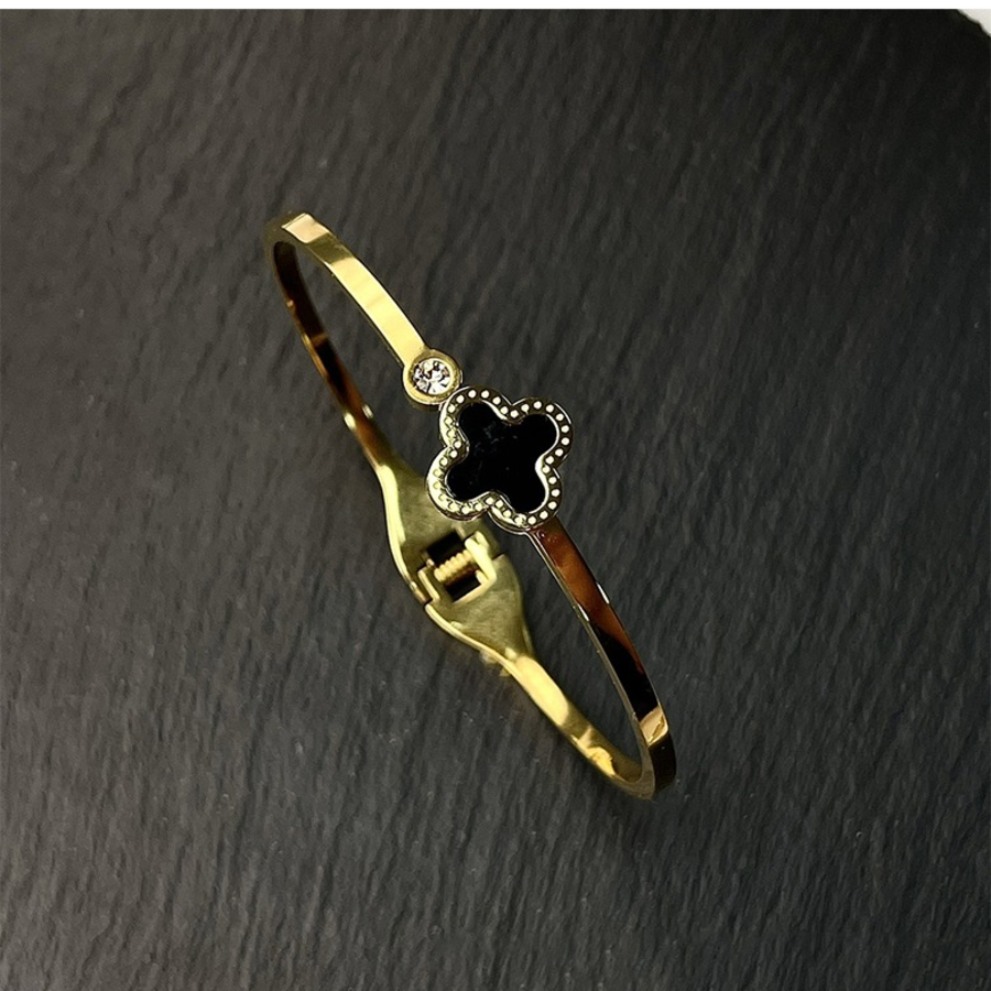 Браслет с клевером и кубическим цирконием