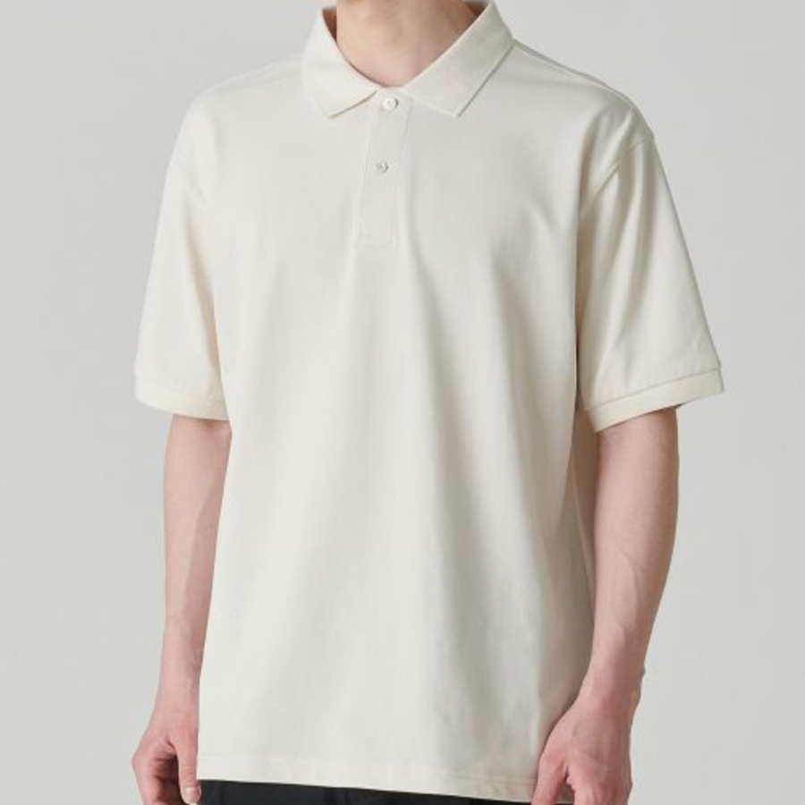 [Cooltandard] Relaxed Fit Piqué Polo Shirt [Cream]